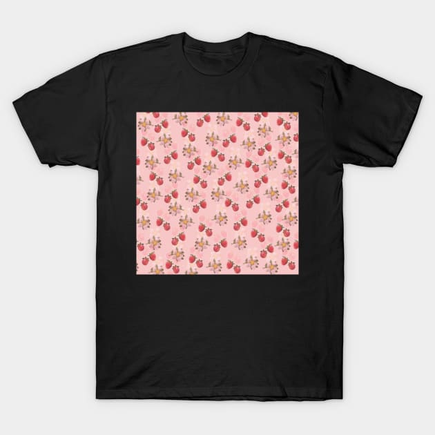 Strawberry Pink Pattern T-Shirt by kelnan